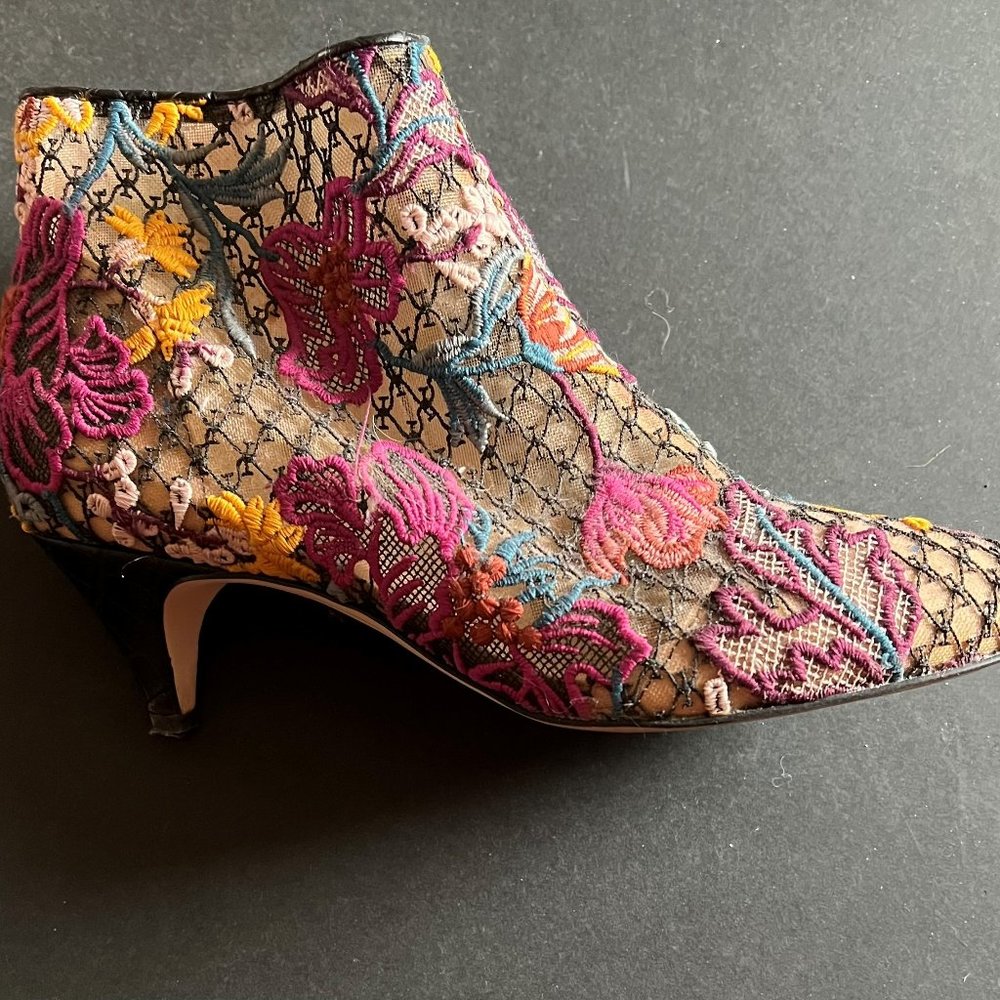 Sam Edelman Kinzey Floral Mesh Ankle Kitten Heel Booties